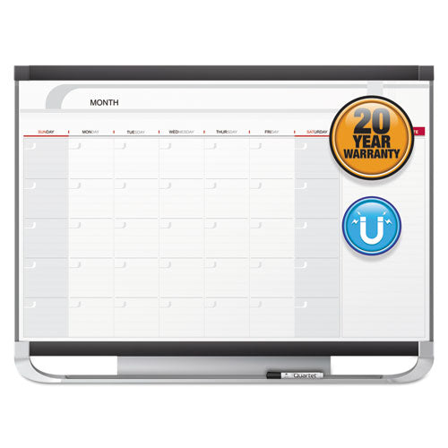 Image of Quartet® CP32P2 Prestige 2 Magnetic Total Erase Monthly Calendar, 36" x 24", White Surface, Graphite Gray Fiberboard/Plastic Frame