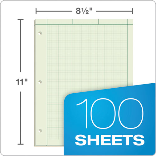 Image of TOPS Engineering Computation Pads, Cross-Section Quadrille Rule (5 Sq/in, 1 Sq/in), Green Cover, 100 Green-Tint 8.5 X 11 Sheets