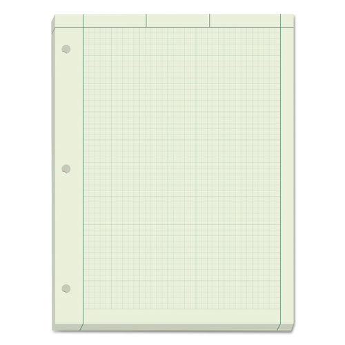 Image of TOPS 35502 Engineering Computation Pads, Green Cover, Quadrille Rule (5 sq/in, 1 sq/in), (200) Green-Tint 8.5 x 11 Sheets