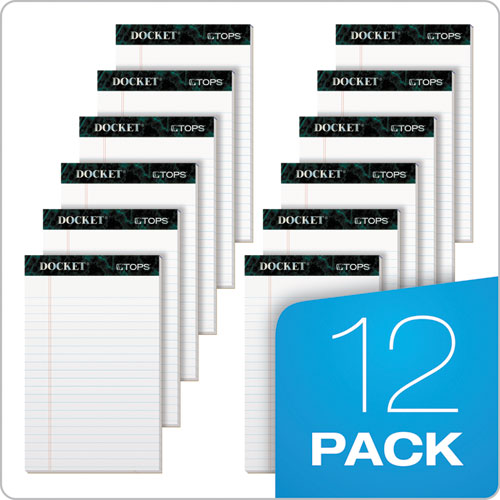 Image of TOPS Docket Ruled Perforated Pads, Wide/Legal Rule, (50) White 8.5 x 11 Sheets, 12/Pack