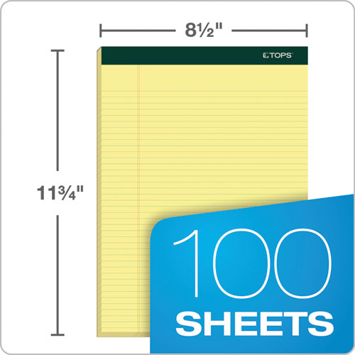 Image of TOPS 63376 Double Docket Ruled Pads, Narrow Rule, (100) Canary Yellow 8.5 x 11 Sheets, 6/Pack