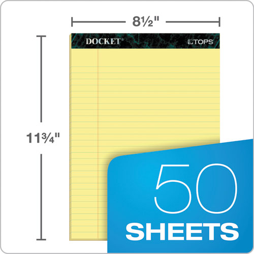 Image of TOPS Docket Ruled Perforated Pads, Wide/Legal Rule, (50) Canary Yellow 8.5 x 11 Sheets, 12/Pack