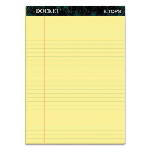 Image of TOPS Docket Ruled Perforated Pads, Wide/Legal Rule, (50) Canary Yellow 8.5 x 11 Sheets, 12/Pack