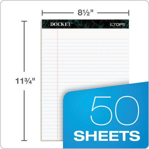 Image of TOPS Docket Ruled Perforated Pads, Wide/legal Rule, 50 White 8.5 X 11.75 Sheets, 6/pack