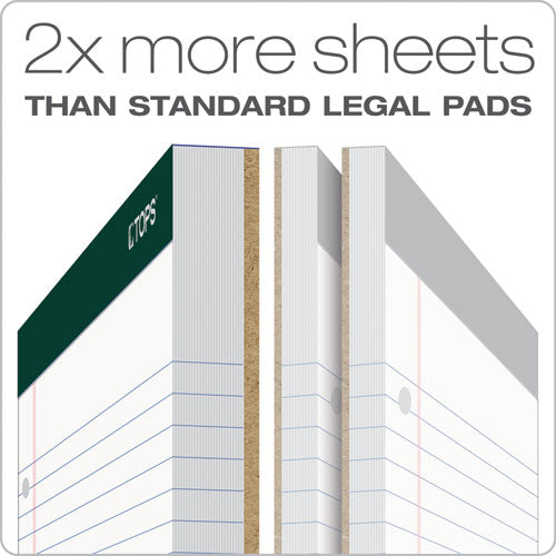 Image of TOPS 63437 Double Docket Ruled Pads, Wide/Legal Rule, (100) White 8.5 x 11 Sheets, 6/Pack
