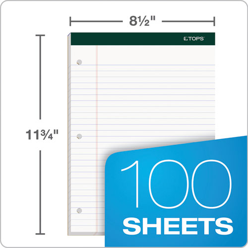 Image of TOPS 63437 Double Docket Ruled Pads, Wide/Legal Rule, (100) White 8.5 x 11 Sheets, 6/Pack