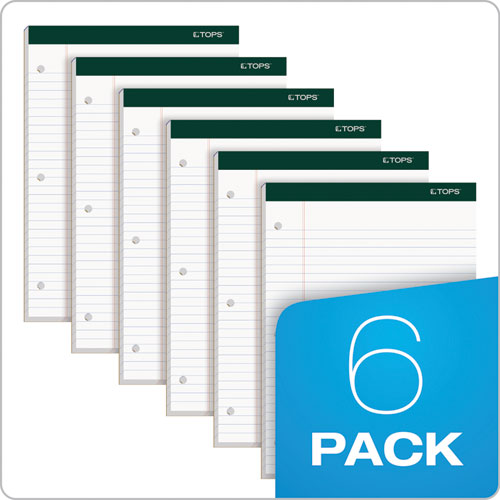 Image of TOPS 63437 Double Docket Ruled Pads, Wide/Legal Rule, (100) White 8.5 x 11 Sheets, 6/Pack