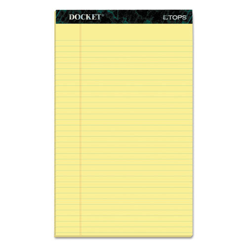 Image of TOPS Docket Ruled Perforated Pads, Wide/Legal Rule, (50) Canary Yellow 8.5 x 14 Sheets, 12/Pack