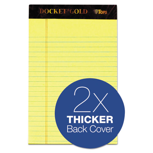 Image of TOPS 63900 Docket Gold Ruled Perforated Pads, Narrow Rule, (50) Canary Yellow 5 x 8 Sheets, 12/Pack