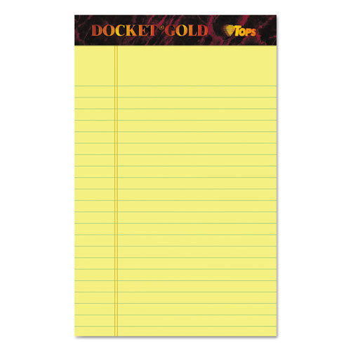 Image of TOPS 63900 Docket Gold Ruled Perforated Pads, Narrow Rule, (50) Canary Yellow 5 x 8 Sheets, 12/Pack