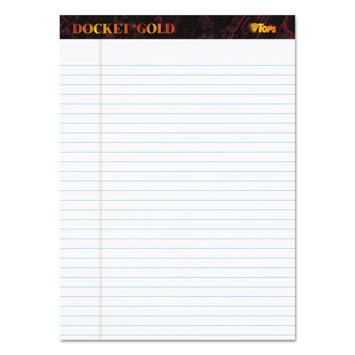 Image of TOPS 63960 Docket Gold Ruled Perforated Pads, Wide/Legal Rule, (50) White 8.5 x 11 Sheets, 12/Pack