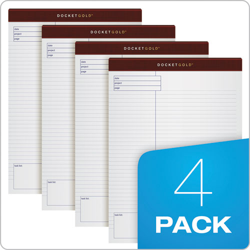 Image of TOPS 77102 Docket Gold Planning Pads, Project-Management Format and Quadrille Rule (4 sq/in), (40) White 8.5 x 11 Sheets, 4/Pack