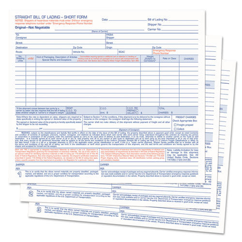 Image of TOPS L3841 Hazardous Material Short Form, Three-Part Carbonless, 7 x 8.5, 250 Forms Total