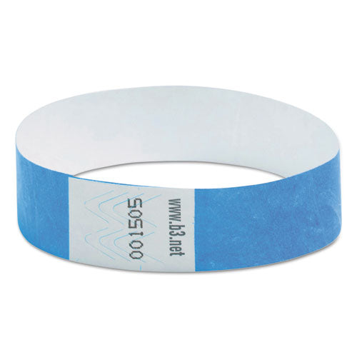 Image of SICURIX® 85030 Security Wristbands, Sequentially Numbered, 10" x 0.75", Blue, 100/Pack