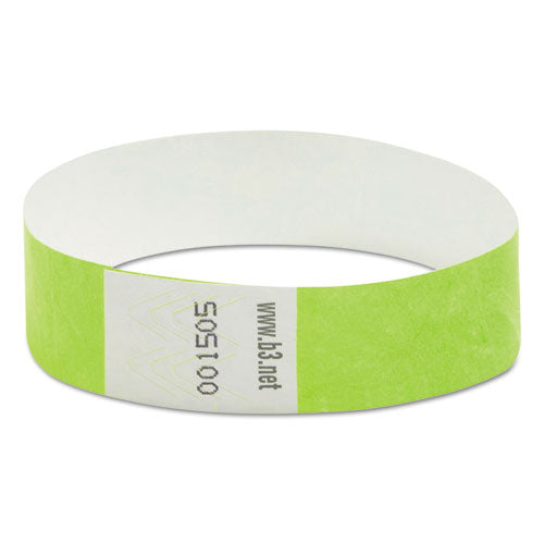 Image of SICURIX® 85060 Security Wristbands, Sequentially Numbered, 10" x 0.75", Green, 100/Pack