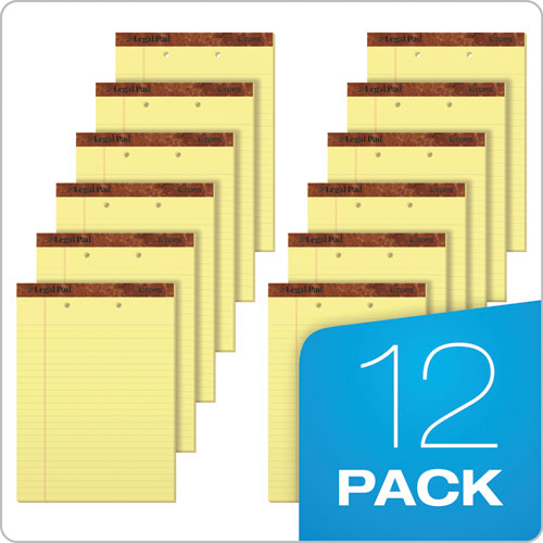 Image of TOPS 7531 The Legal Pad Ruled Perforated Pads, Wide/Legal Rule, (50) Canary 8.5 x 11 Sheets, 12/Pack
