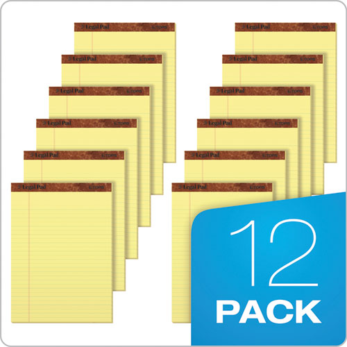 Image of TOPS The Legal Pad Ruled Perforated Pads, Wide/Legal Rule, (50) Canary 8.5 x 11 Sheets, Dozen