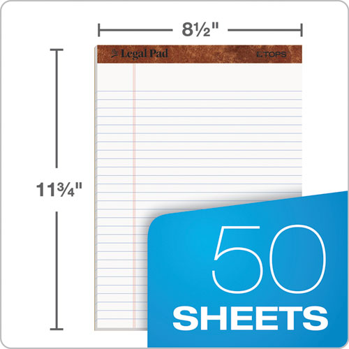 Image of TOPS The Legal Pad Ruled Perforated Pad, Wide/Legal Rule, (50) White 8.5 x 11.75 Sheets, Dozen