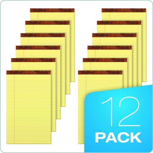 Image of TOPS The Legal Pad Plus Ruled Perforated Pads, 40 pt. Back, Wide/Legal Rule, 50 Canary-Yellow 8.5 x 14 Sheets, Dozen