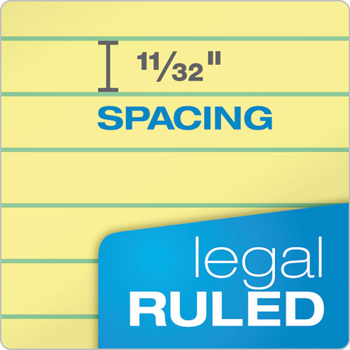Image of TOPS The Legal Pad Plus Ruled Perforated Pads, 40 pt. Back, Wide/Legal Rule, 50 Canary-Yellow 8.5 x 14 Sheets, Dozen