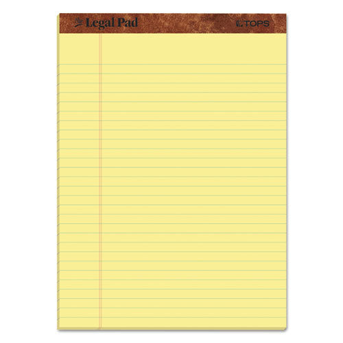 Image of TOPS The Legal Pad Ruled Perforated Pads, Wide/Legal Rule, (50) Canary 8.5 x 11 Sheets, Dozen