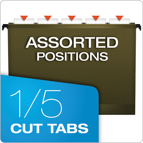 Image of Pendaflex® 6152X2 Extra-Capacity SureHook Hanging Folders, 2" Capacity, Letter Size, 1/5-Cut Tabs, Standard Green, 20/Box