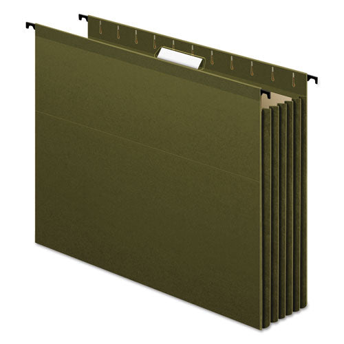 Image of Pendaflex® 09217 SureHook Hanging Pocket File, Letter Size, 1/5-Cut Tabs, Standard Green, 4/Pack