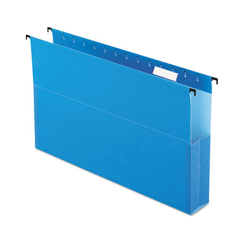 Image of Pendaflex® 59302EE SureHook Reinforced Extra-Capacity Hanging Box File, 1 Section, 2" Capacity, Legal Size, 1/5-Cut Tabs, Blue, 25/Box