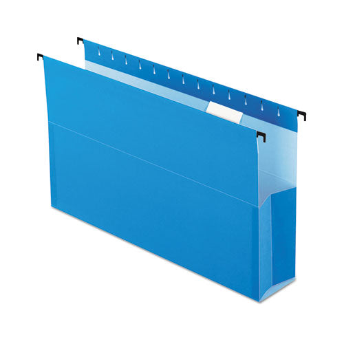Image of Pendaflex® 59303EE SureHook Reinforced Extra-Capacity Hanging Box File, 1 Section, 3" Capacity, Legal Size, 1/5-Cut Tabs, Blue, 25/Box