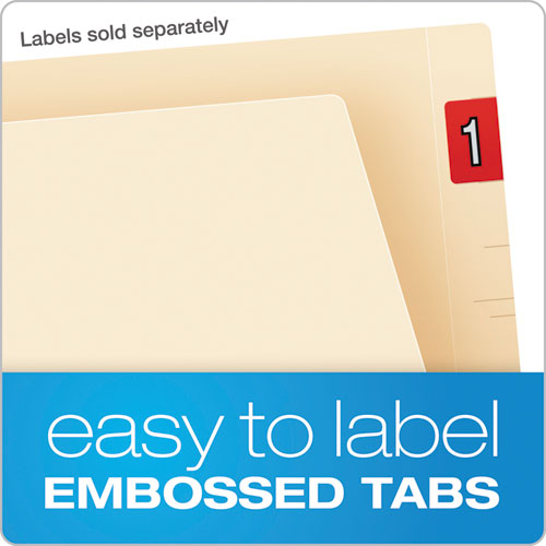 Image of Pendaflex® 62714EE SmartShield End Tab Fastener Folders, Straight Tab, 2 Fasteners, Letter Size, Manila, 50/Box