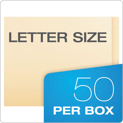 Image of Pendaflex® 62714EE SmartShield End Tab Fastener Folders, Straight Tab, 2 Fasteners, Letter Size, Manila, 50/Box