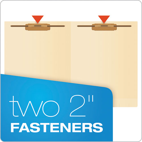 Image of Pendaflex® 62714EE SmartShield End Tab Fastener Folders, Straight Tab, 2 Fasteners, Letter Size, Manila, 50/Box