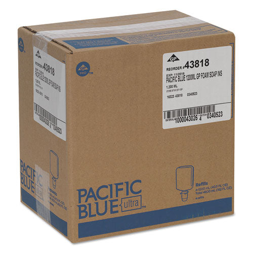 Image of Georgia Pacific® Professional 43818 Pacific Blue Ultra Foam Soap Manual Dispenser Refill, Antimicrobial, Unscented, 1,200 mL, 4/Carton