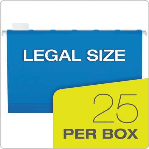Image of Pendaflex® 59303EE SureHook Reinforced Extra-Capacity Hanging Box File, 1 Section, 3" Capacity, Legal Size, 1/5-Cut Tabs, Blue, 25/Box