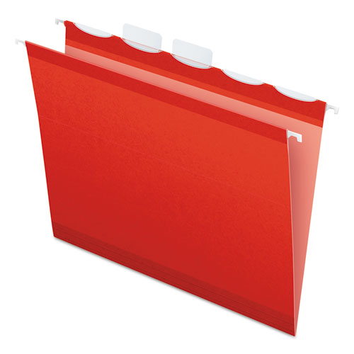 Image of PendaflexÂ® Ready-Tab Colored Reinforced Hanging Folders, Letter Size, 1/5-Cut Tabs, Red, 25/Box