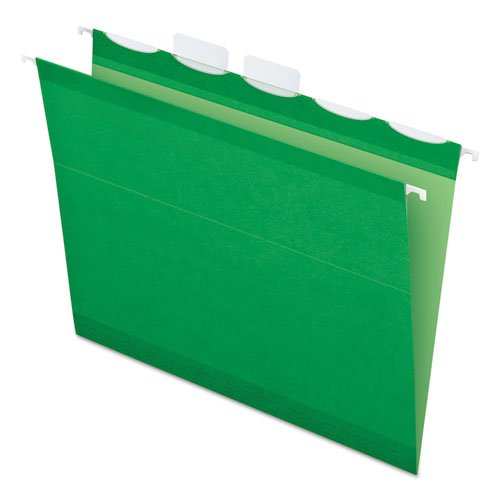 Image of Pendaflex® 42626 Ready-Tab Colored Reinforced Hanging Folders, Letter Size, 1/5-Cut Tabs, Bright Green, 25/Box