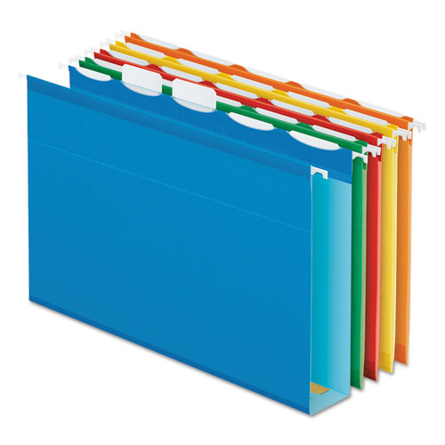 Image of Pendaflex® 42700 Ready-Tab Extra Capacity Reinforced Colored Hanging Folders, Letter Size, 1/5-Cut Tabs, Assorted Colors, 20/Box
