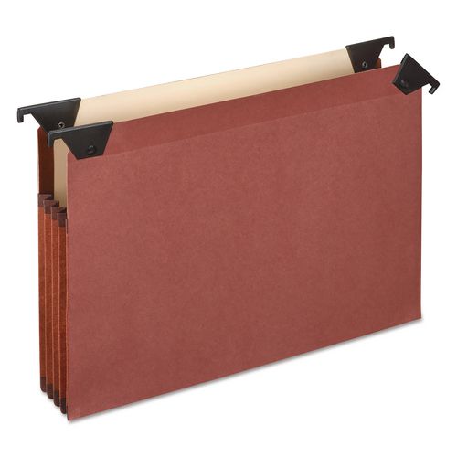 Image of Pendaflex® 45432 Premium Expanding Hanging File Pockets with Swing Hooks and Dividers, 3 Dividers with 1/3-Cut Tabs, Letter Size, Brown, 5/Box