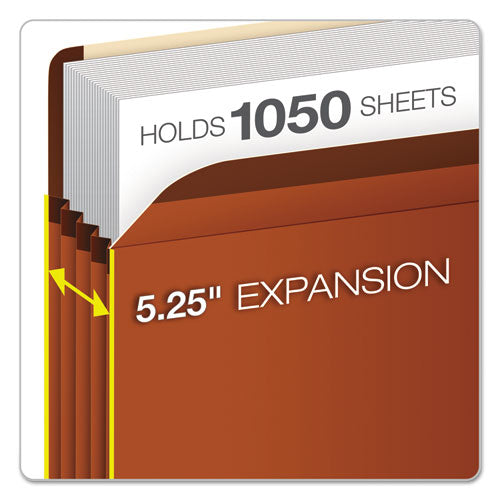Image of Pendaflex® 085565 Premium Reinforced Expanding File Pockets, 5.25" Expansion, Legal Size, Red Fiber, 5/box