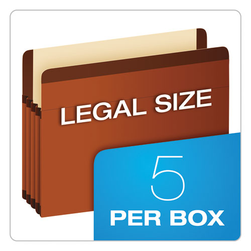 Image of Pendaflex® 085545 Premium Reinforced Expanding File Pockets, 5.25" Expansion, Letter Size, Red Fiber, 5/box