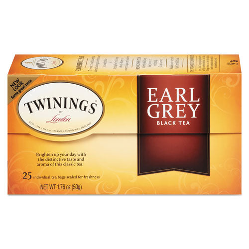 Image of TWININGS® TNA51728 Tea Bags, Earl Grey, 1.76 Oz, 25/box