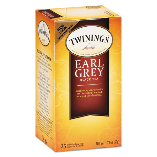 Image of TWININGS® TNA51728 Tea Bags, Earl Grey, 1.76 Oz, 25/box