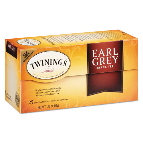 Image of TWININGS® TNA51728 Tea Bags, Earl Grey, 1.76 Oz, 25/box