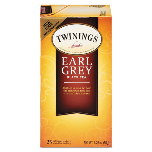 Image of TWININGS® TNA51728 Tea Bags, Earl Grey, 1.76 Oz, 25/box