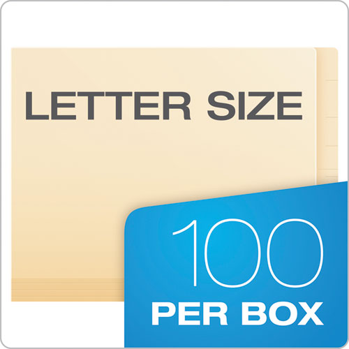 Image of Pendaflex® 11035 Manila Laminated Spine Shelf File Folders, Straight Tabs, Letter Size, Manila, 100/Box
