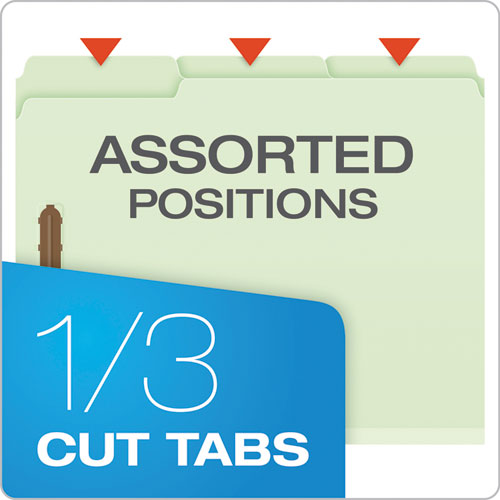 Image of Pendaflex® 17178EE Heavy-Duty Pressboard Folders with Embossed Fasteners, 1/3-Cut Tab, Expands 1", 2 Fasteners, Letter Size, Green, 25/Box