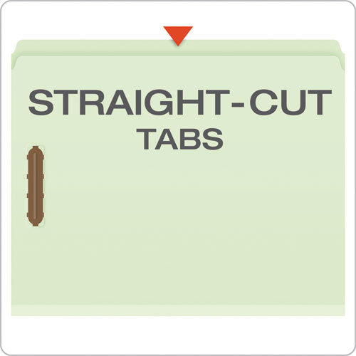 Image of Pendaflex® 17180EE Heavy-Duty Pressboard Folders with Embossed Fasteners, Straight Tab, Expands 2", 2 Fasteners, Letter Size, Green, 25/Box