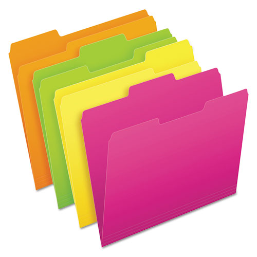 Image of Pendaflex® 40523 Glow File Folders, 1/3-Cut Tabs: Assorted, Letter Size, 0.75" Expansion, Assorted Colors, 24/Pack