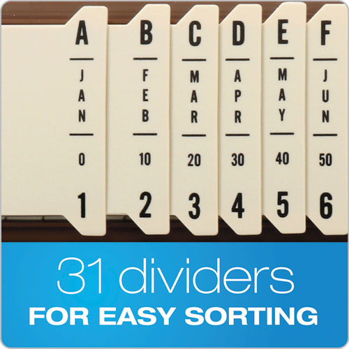Image of Pendaflex® 40652 General Purpose Indexed Sorter, 31 Dividers, Alpha/Numeric/Month/Date/Day Index, Letter Size, Brown Frame