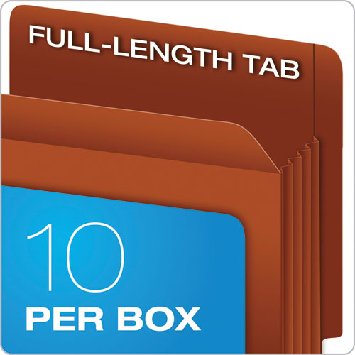 Image of PendaflexÂ® Heavy-Duty End Tab File Pockets, 3.5" Expansion, Legal Size, Red Fiber, 10/box